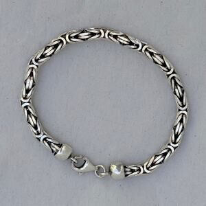 Vtg Milor Italy 925 Sterling 5mm Link Byzantine Squared Bracelet 8" Heavy Thick